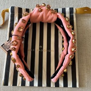 Lele Sadoughi Oval Crystal Knotted Headband in Peach Fuzz